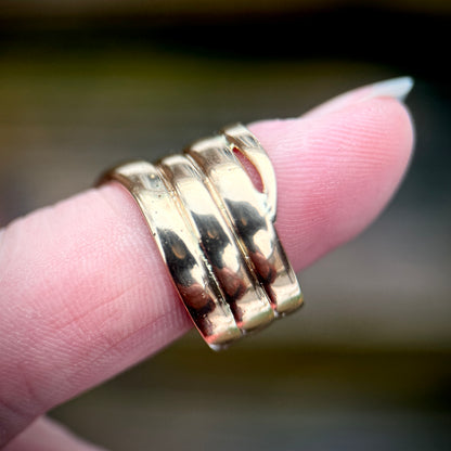 18CT Gold Antique Victorian 0.30ct Old Cut Diamond Snake Ring 9.7 grams