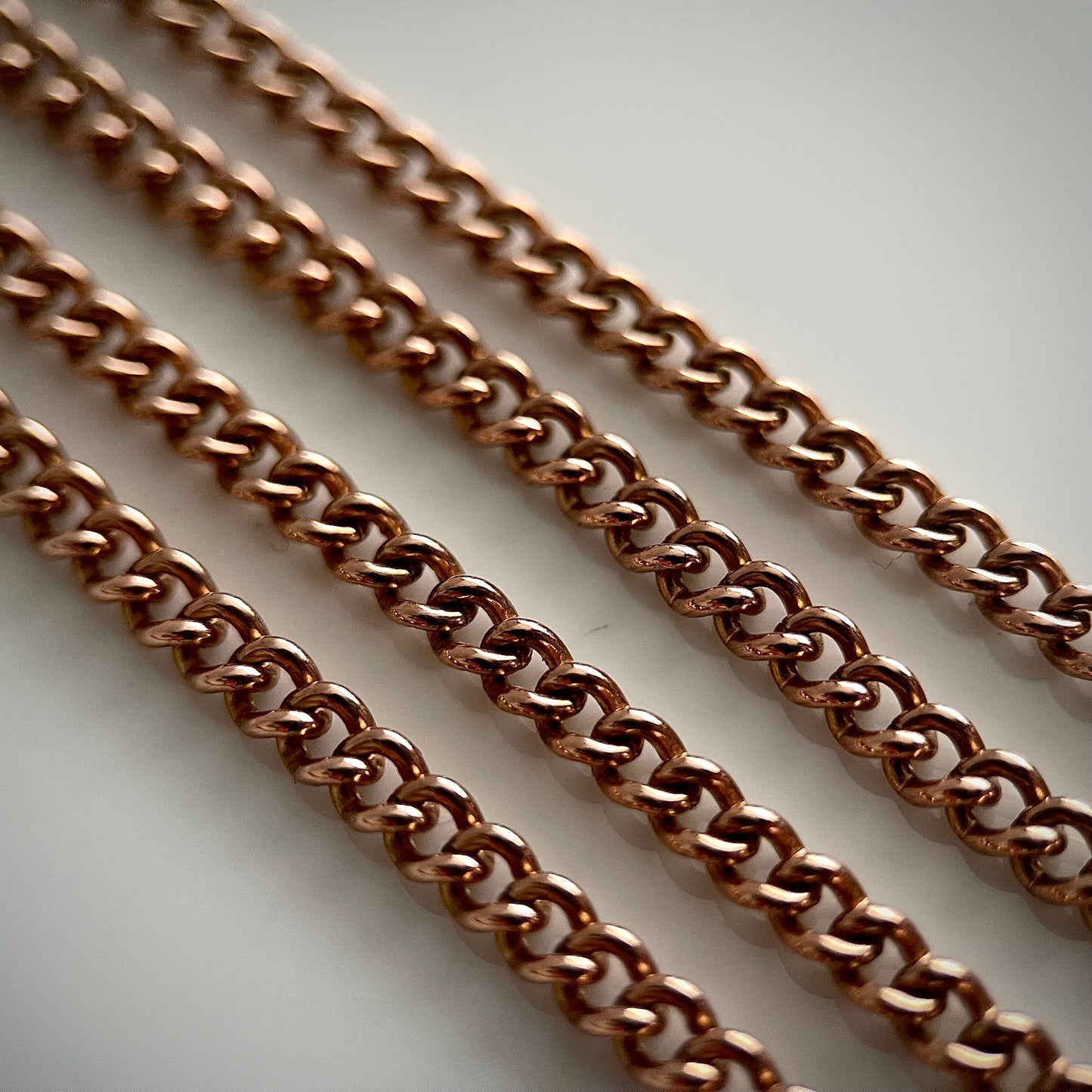 9CT Solid Rose Gold Curb Link Chain 17 Inches With Dog Clip - Superb Quality