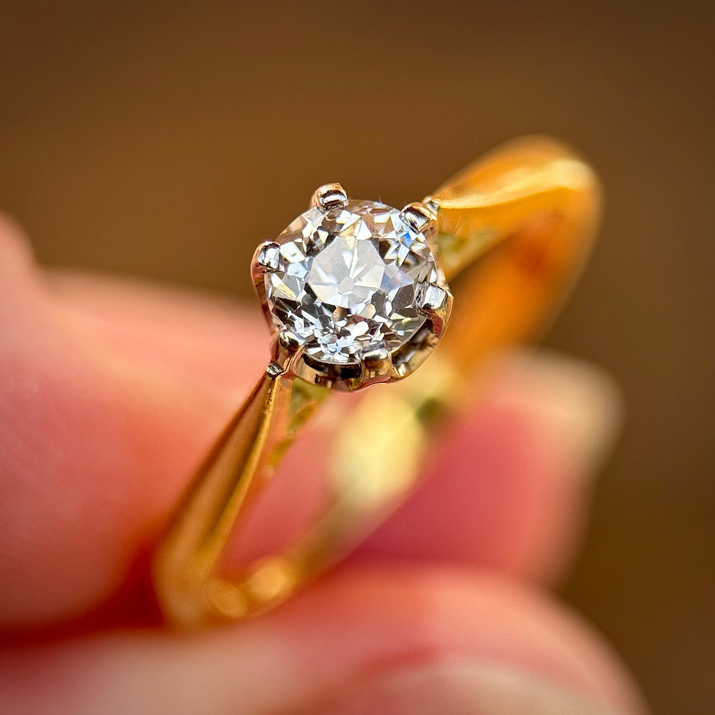 18ct Gold 0.48ct Old Cut Diamond Solitaire Engagement Ring