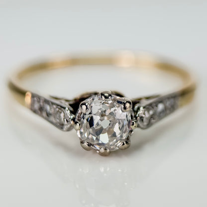 18ct Gold 0.51ct Old Mine Cut Diamond Solitaire Engagement Ring