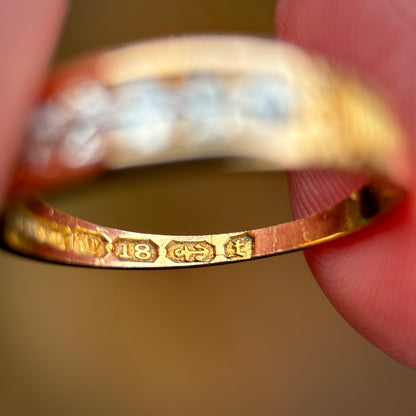 18ct Gold Antique Victorian 0.30CT Old Cut Diamond Five Stone Ring Size J