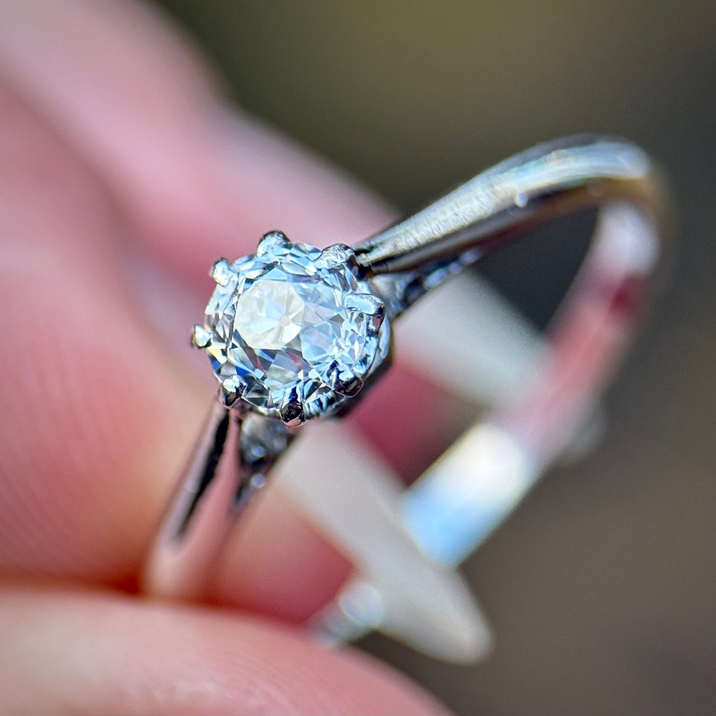 Antique Art Deco Platinum 0.375ct Old Cut Diamond Solitaire Engagement Ring