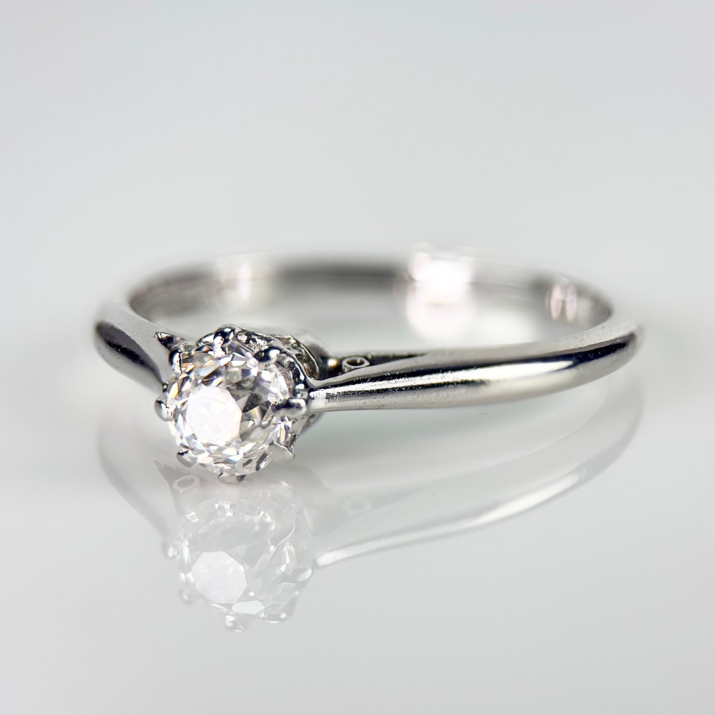 Antique Art Deco Platinum 0.375ct Old Cut Diamond Solitaire Engagement Ring