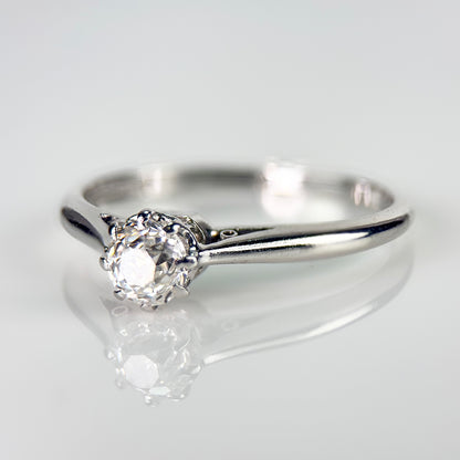 Antique Art Deco Platinum 0.375ct Old Cut Diamond Solitaire Engagement Ring