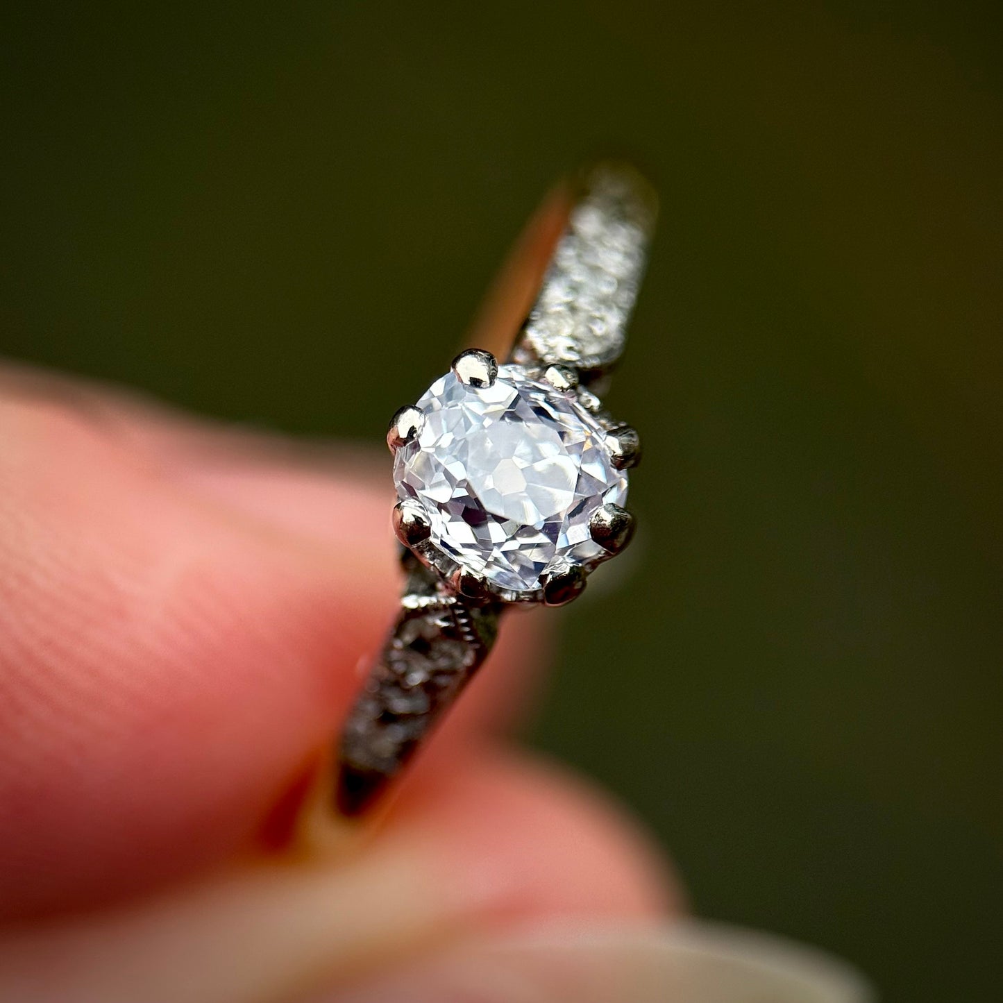 18ct Gold 0.51ct Old Mine Cut Diamond Solitaire Engagement Ring