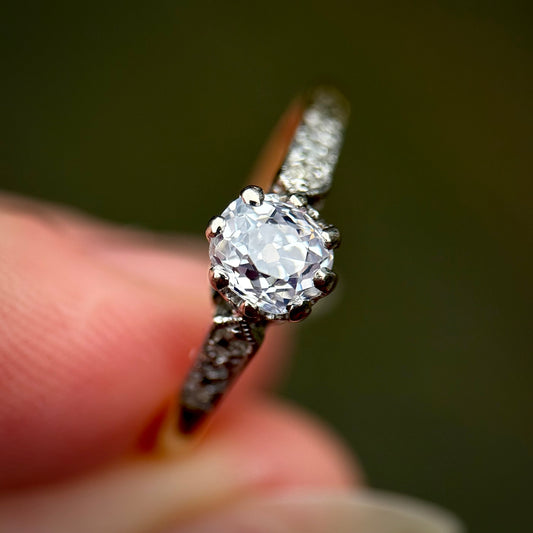 18ct Gold 0.51ct Old Mine Cut Diamond Solitaire Engagement Ring