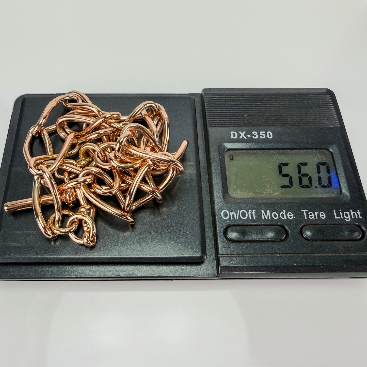Antique 9ct Rose Gold 17.5" twisted oval Watch Albert Chain 56 grams solid heavy