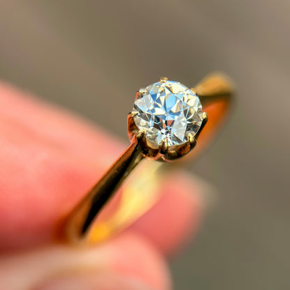 18ct Gold Antique 0.77ct Old Cut Diamond Solitaire Engagement Ring