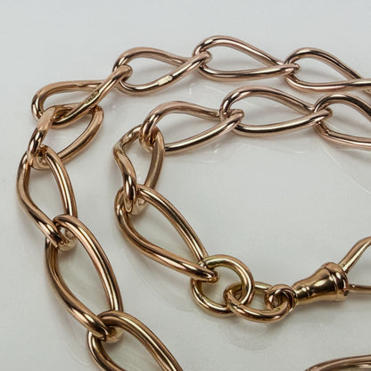 Antique 9ct Rose Gold 17.5" twisted oval Watch Albert Chain 56 grams solid heavy