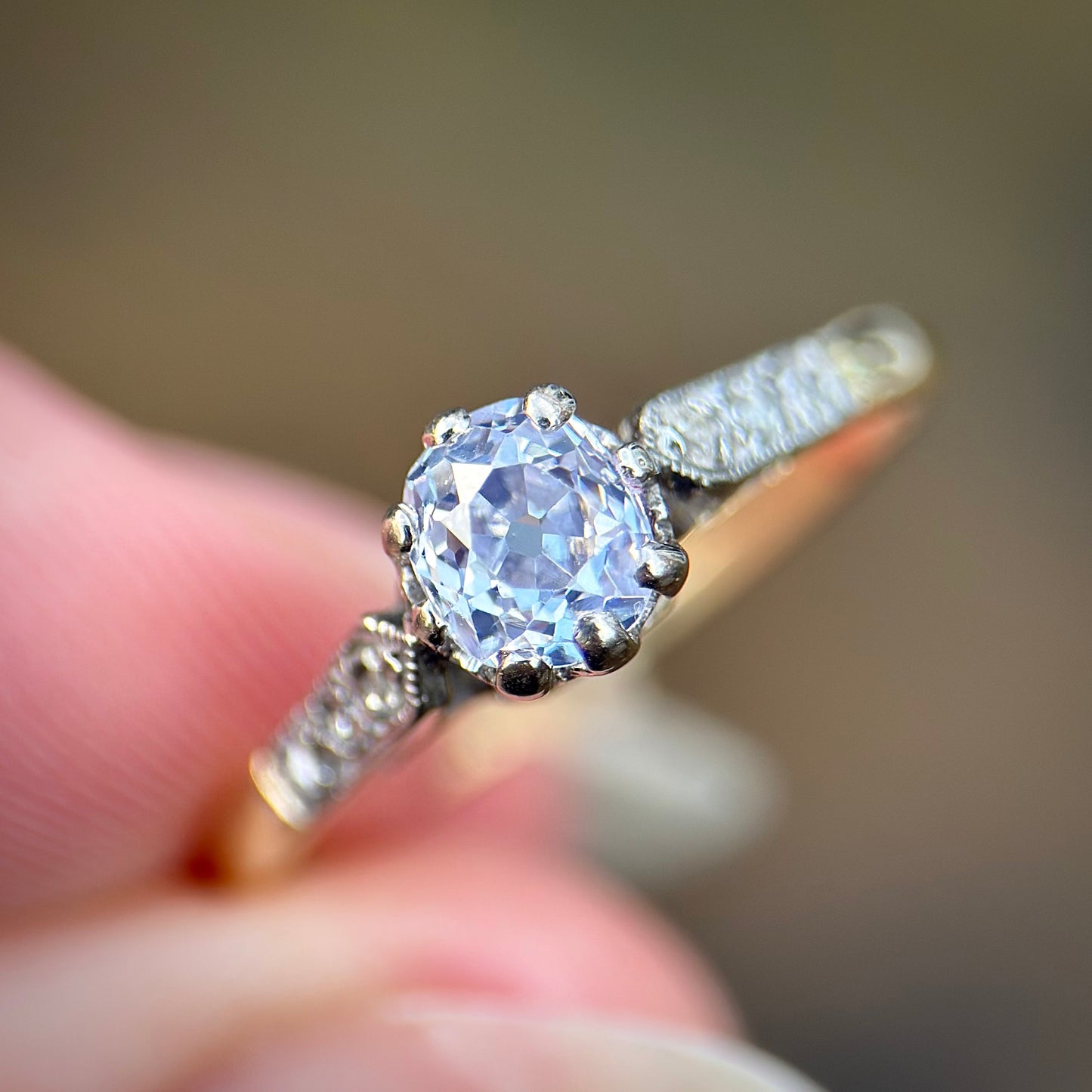 18ct Gold 0.51ct Old Mine Cut Diamond Solitaire Engagement Ring