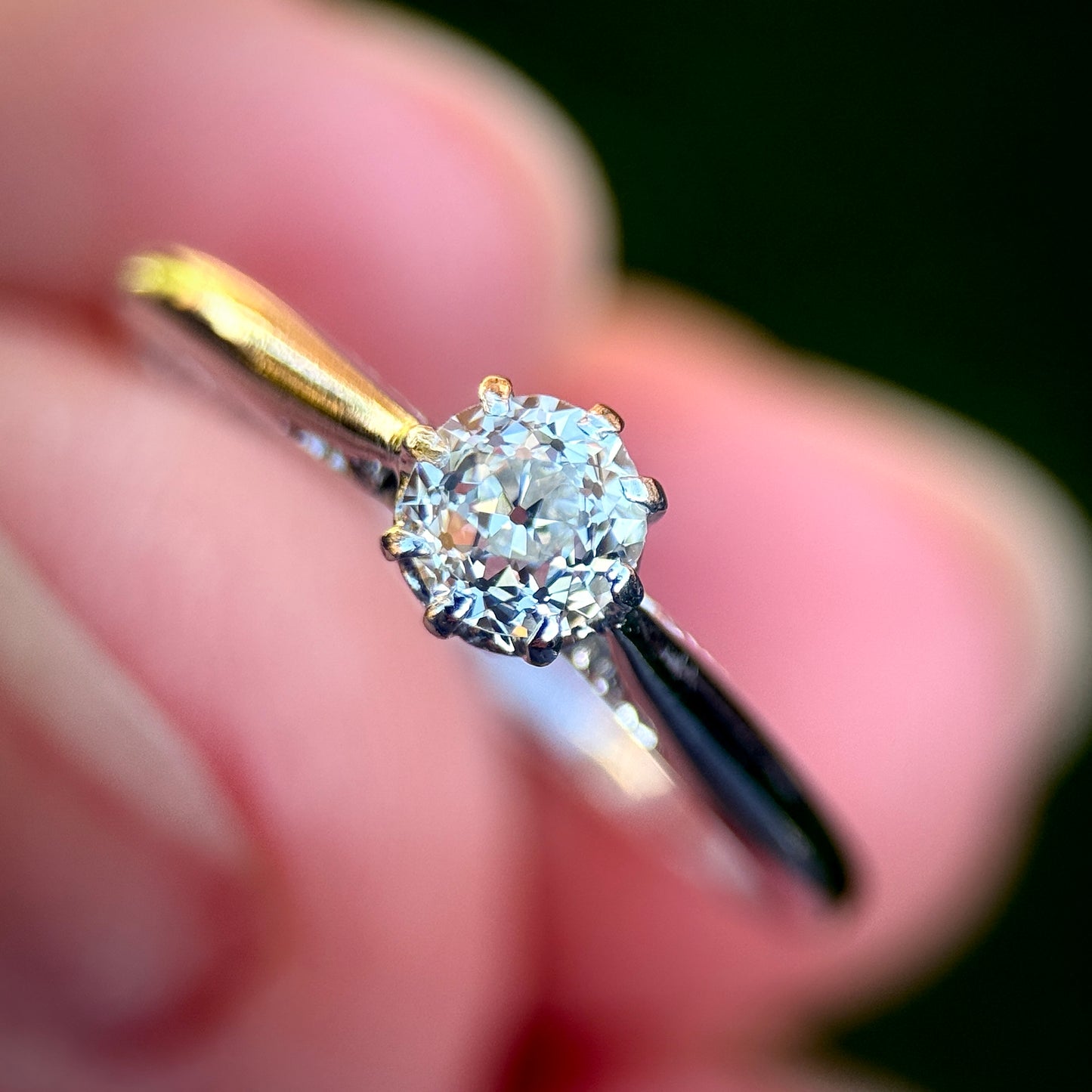 Antique Art Deco Platinum 0.375ct Old Cut Diamond Solitaire Engagement Ring