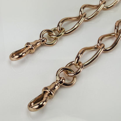 Antique 9ct Rose Gold 17.5" twisted oval Watch Albert Chain 56 grams solid heavy
