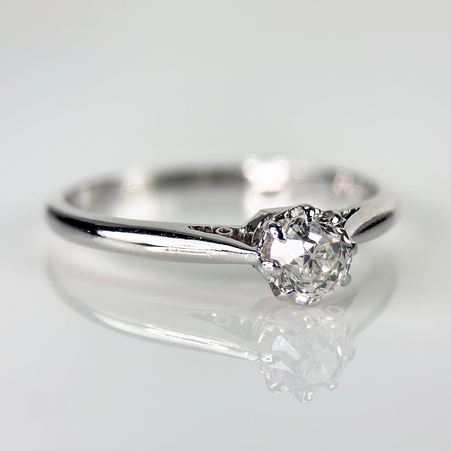 Antique Art Deco Platinum 0.375ct Old Cut Diamond Solitaire Engagement Ring