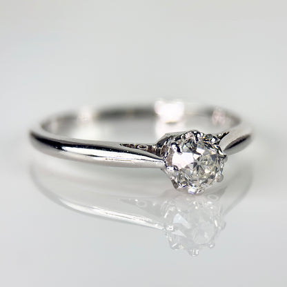 Antique Art Deco Platinum 0.375ct Old Cut Diamond Solitaire Engagement Ring