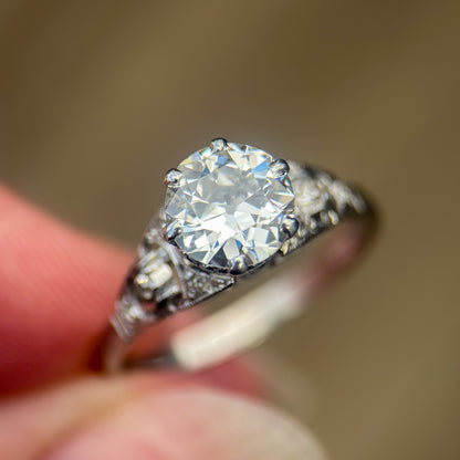 Platinum 1.20ct Old European Cut Diamond Solitaire Engagement Ring