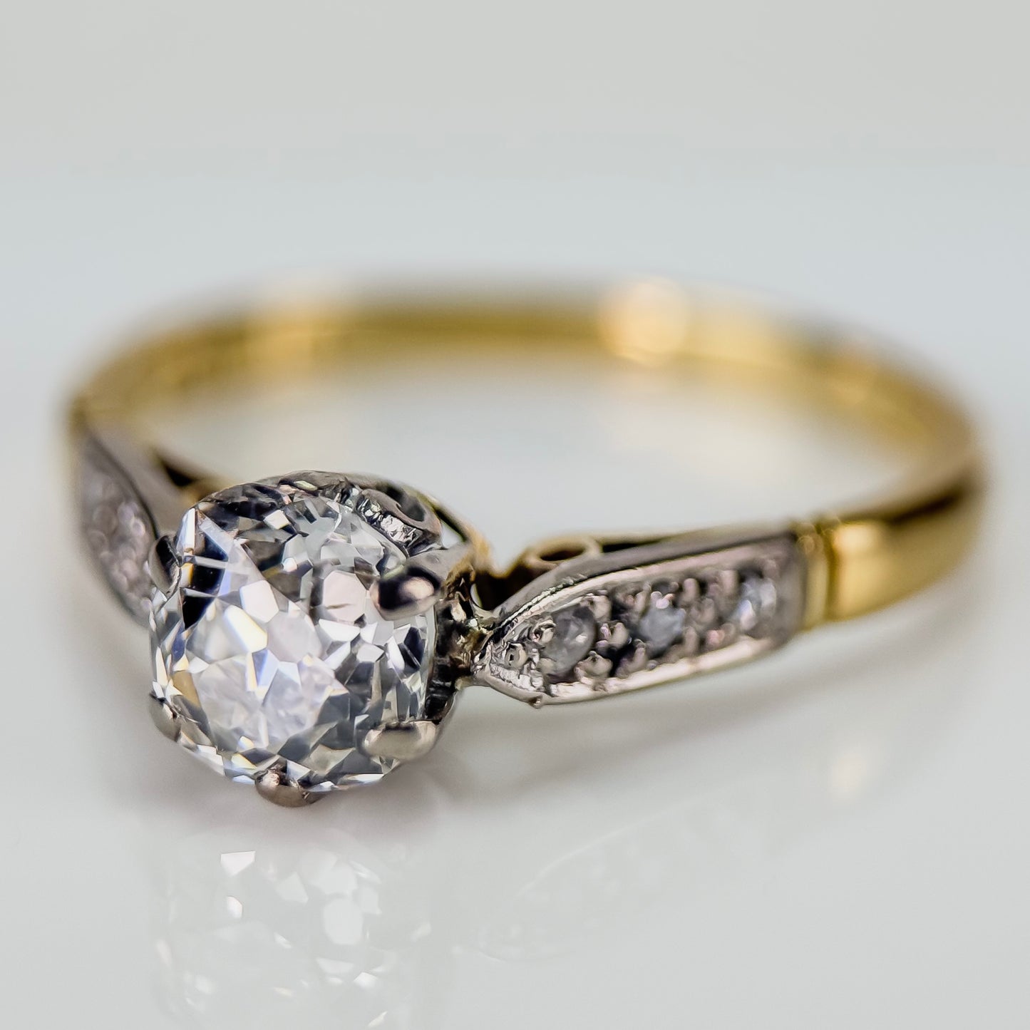 18ct Gold 0.68ct Old Mine Cut Diamond Solitaire Engagement Ring 2.3g