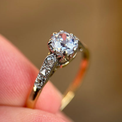 18ct Gold 0.51ct Old Mine Cut Diamond Solitaire Engagement Ring