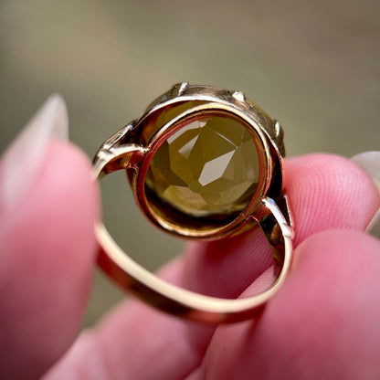 Impressive 15ct Gold Antique Georgian / Early Victorian 12.00ct Citrine Ring