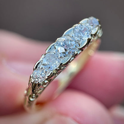18ct Gold Antique Victorian 0.75ct Old Cut Diamond 5 Stone Ring