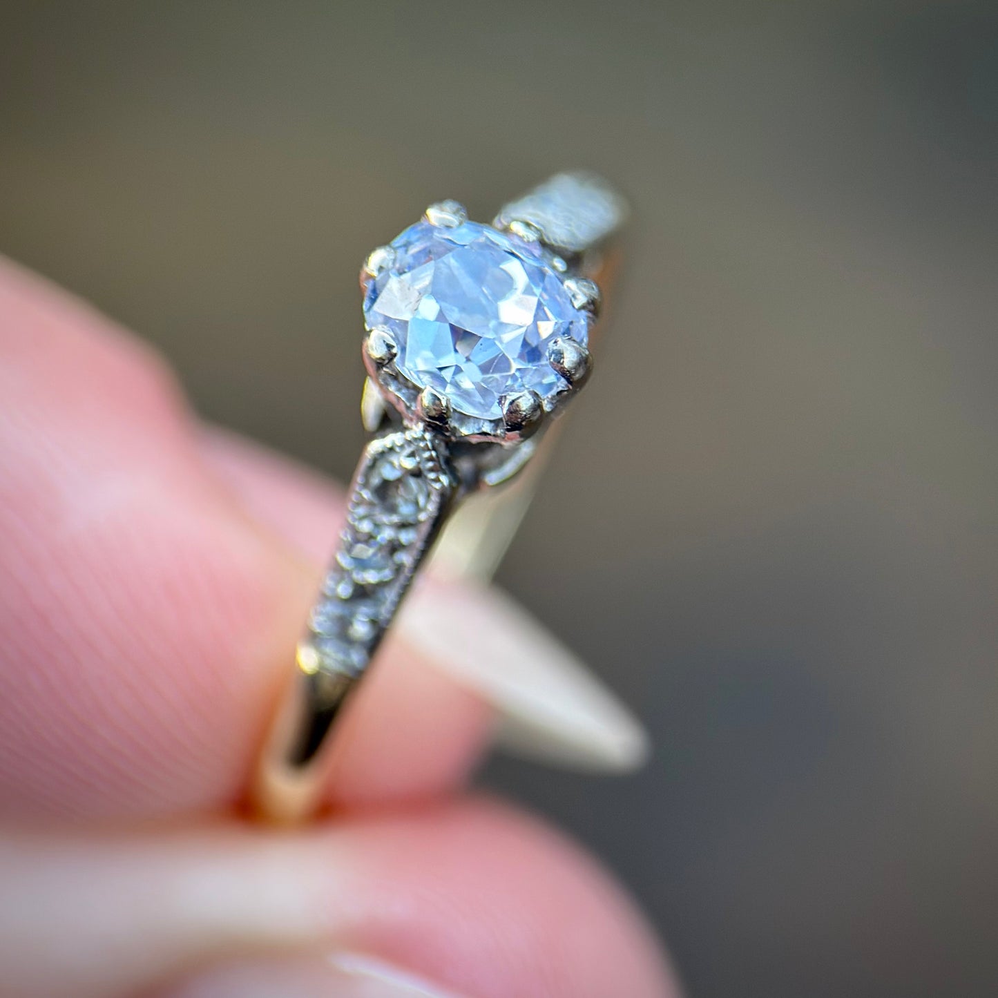 18ct Gold 0.51ct Old Mine Cut Diamond Solitaire Engagement Ring