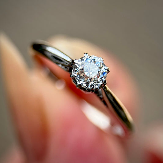 Antique Art Deco Platinum 0.375ct Old Cut Diamond Solitaire Engagement Ring