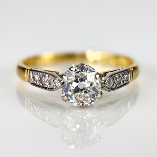 18ct Gold 0.68ct Old Mine Cut Diamond Solitaire Engagement Ring 2.3g