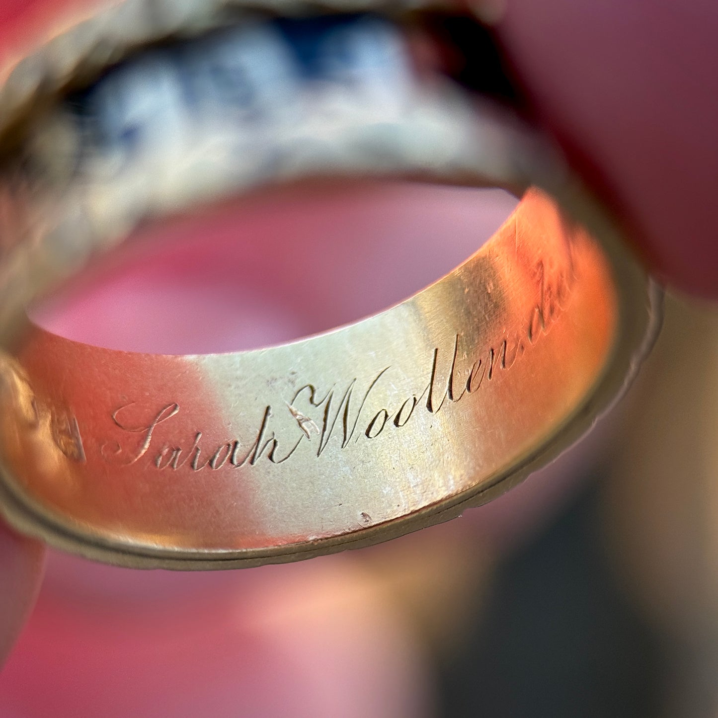 18ct Gold Antique Georgian 1827 Enamel Mourning Memorial Ring