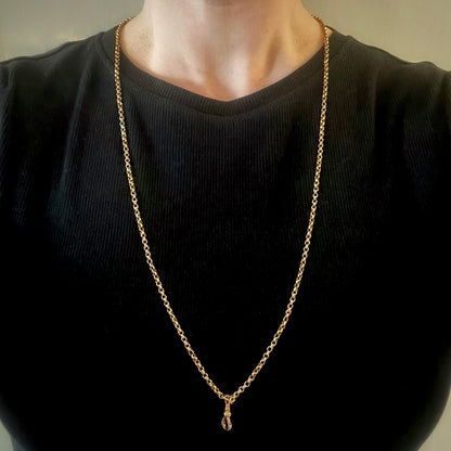 Antique 9CT Rose Gold Belcher Long Guard Watch Muff Chain 32" Dog Clip 14.7g