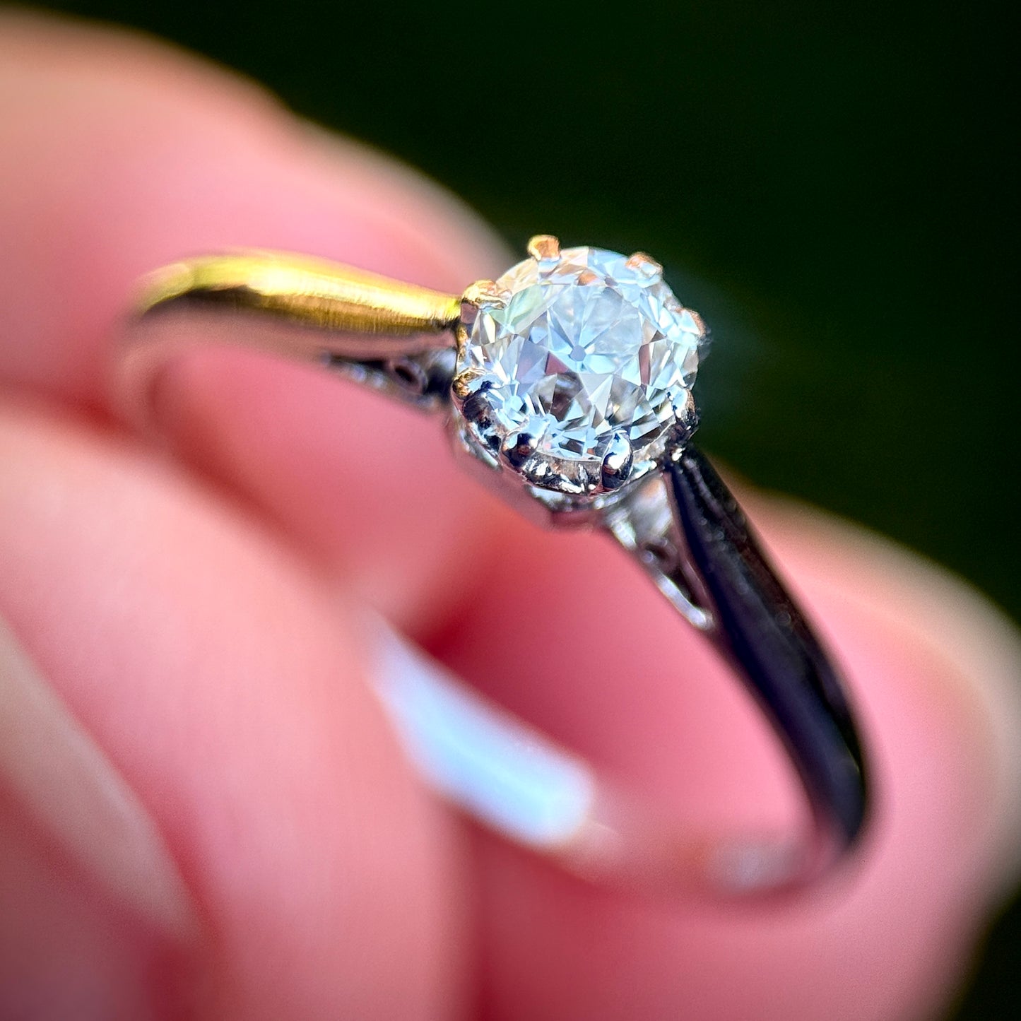 Antique Art Deco Platinum 0.375ct Old Cut Diamond Solitaire Engagement Ring