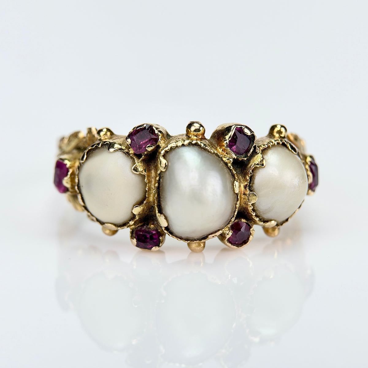 18ct Gold Antique Georgian Pearl & Ruby ring