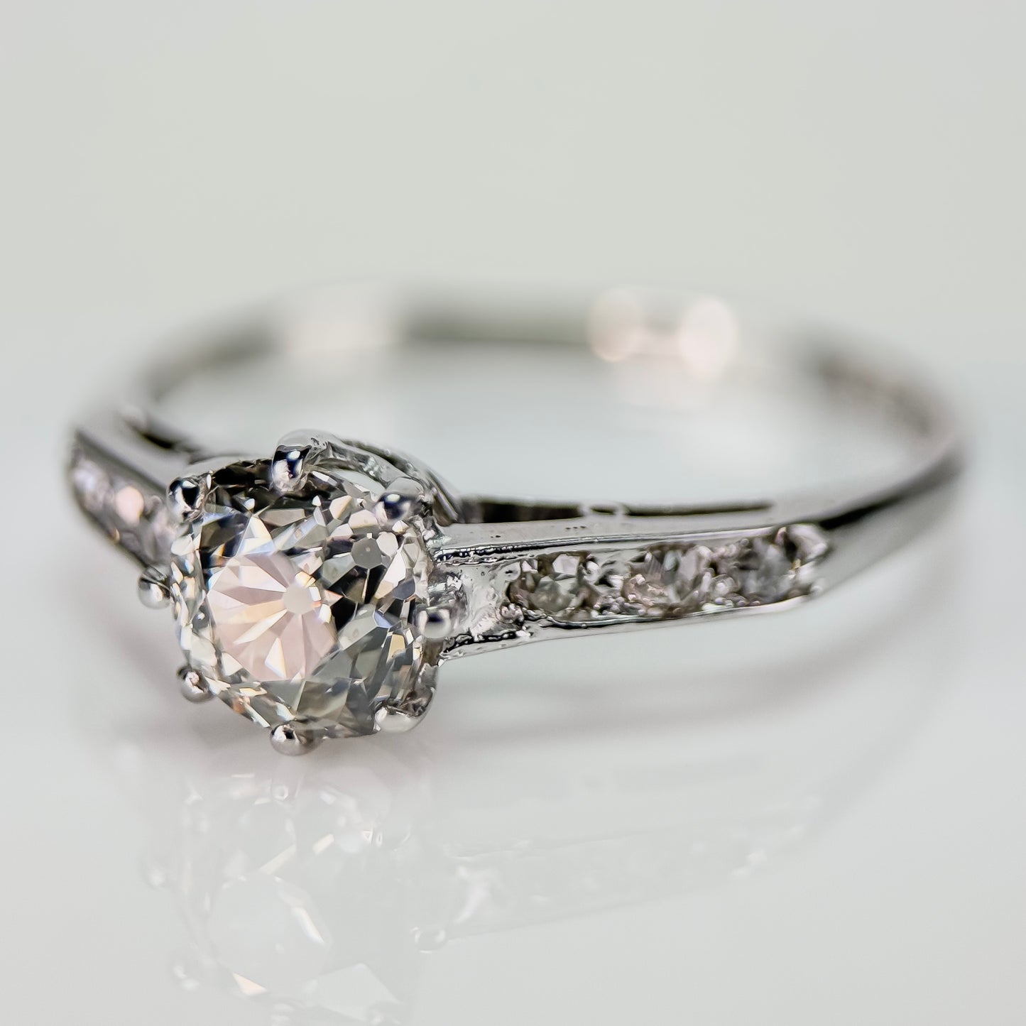 18ct White Gold 1.25ct Old Mine Cut Diamond Solitaire Engagement Ring
