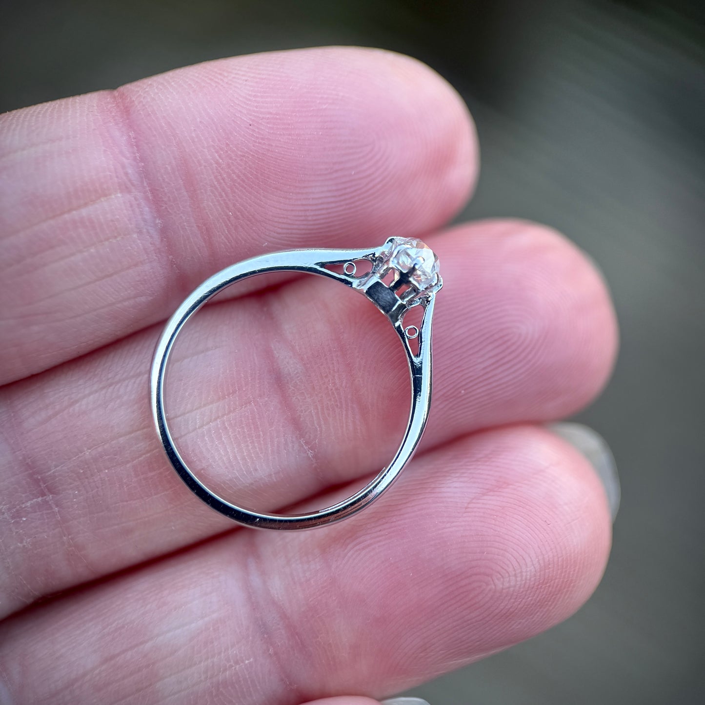 Antique Art Deco Platinum 0.375ct Old Cut Diamond Solitaire Engagement Ring