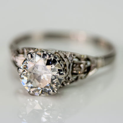 Platinum 1.20ct Old European Cut Diamond Solitaire Engagement Ring