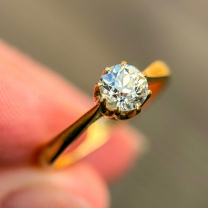 18ct Gold Antique 0.77ct Old Cut Diamond Solitaire Engagement Ring