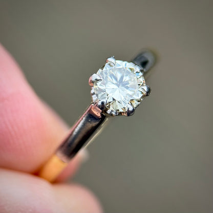 Vintage 18ct Gold Plat 0.45ct Diamond Solitaire Engagement Ring