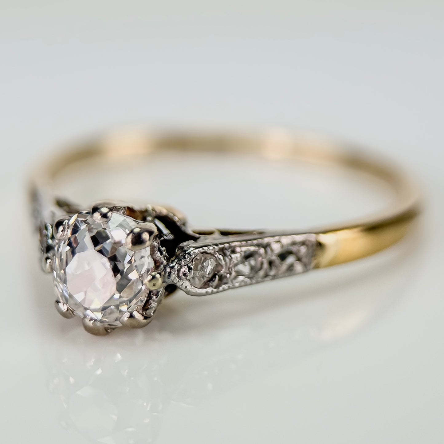 18ct Gold 0.51ct Old Mine Cut Diamond Solitaire Engagement Ring