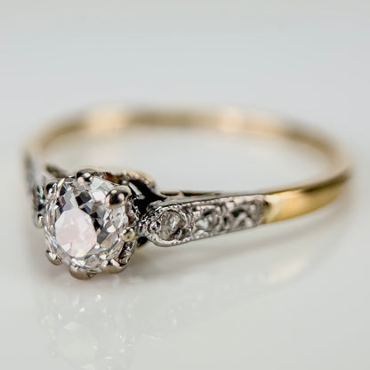 18ct Gold 0.51ct Old Mine Cut Diamond Solitaire Engagement Ring