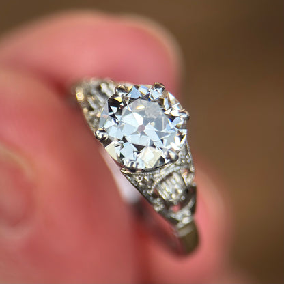 Platinum 1.20ct Old European Cut Diamond Solitaire Engagement Ring