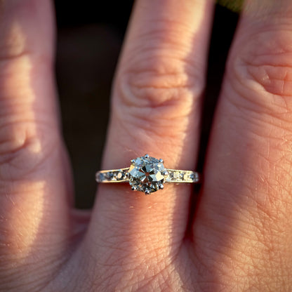 18ct White Gold 1.25ct Old Mine Cut Diamond Solitaire Engagement Ring