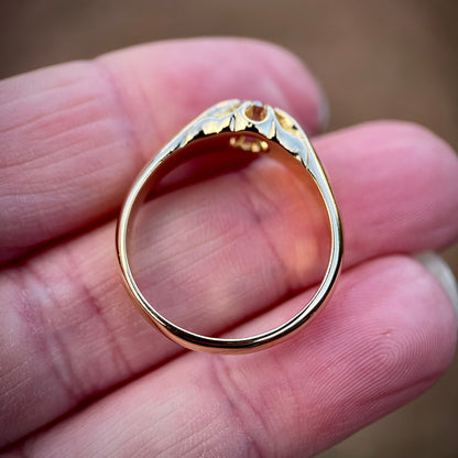 Superb 18ct Gold Antique 0.50ct Old European Cut Diamond Solitaire Gypsy Ring