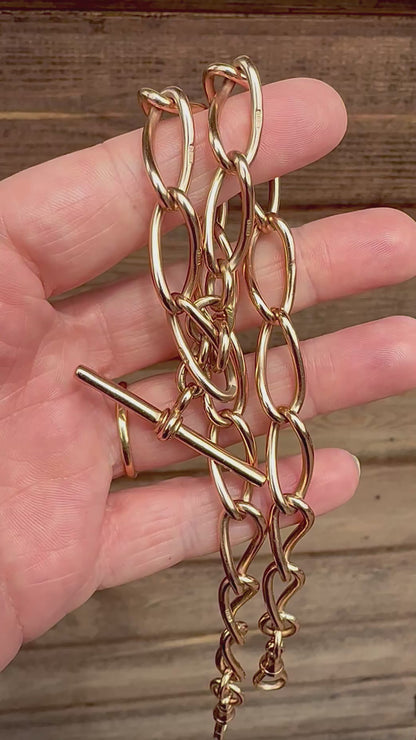 Antique 9ct Rose Gold 17.5" twisted oval Watch Albert Chain 56 grams solid heavy