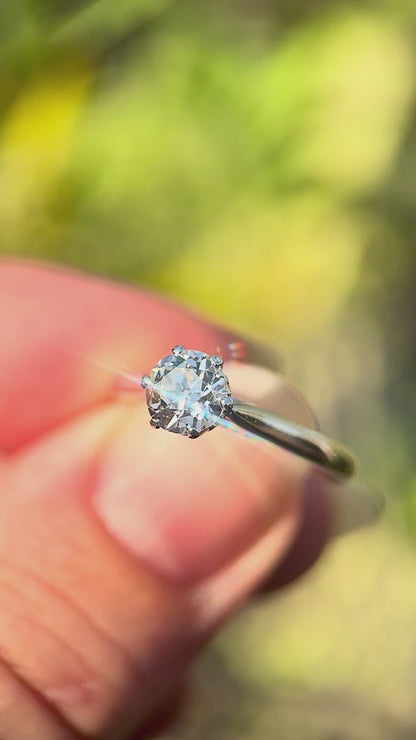 Platinum Antique Art Deco 0.725ct Old Cut Diamond Solitaire Engagement Ring