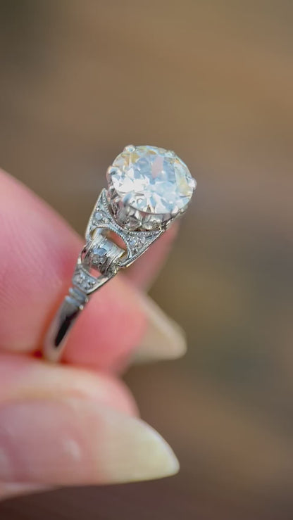 Platinum 1.20ct Old European Cut Diamond Solitaire Engagement Ring