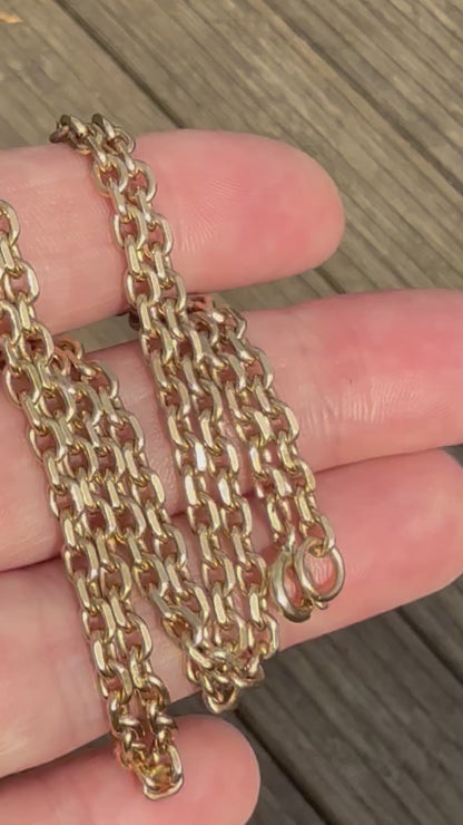 9ct Gold Vintage faceted biker cable link chain necklace 14.7 grams 21 " inch