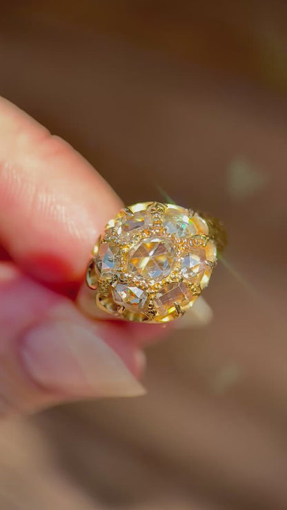 18ct Gold Antique 2.4ct old rose & table cut diamond cluster ring
