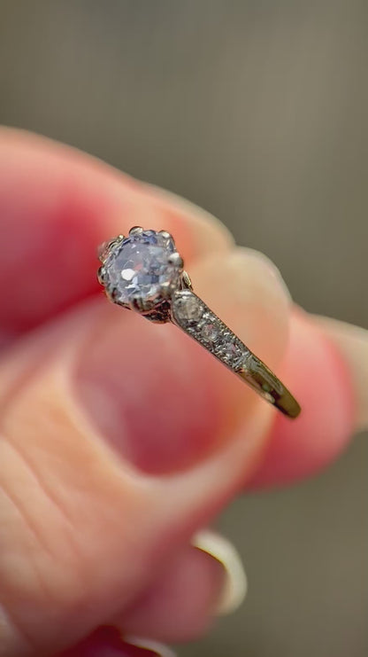 18ct Gold 0.51ct Old Mine Cut Diamond Solitaire Engagement Ring