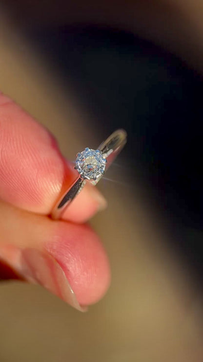 Antique Art Deco Platinum 0.375ct Old Cut Diamond Solitaire Engagement Ring