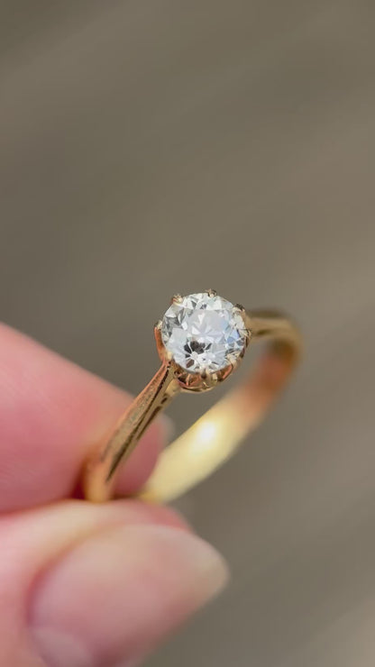 18ct Gold Antique 0.77ct Old Cut Diamond Solitaire Engagement Ring