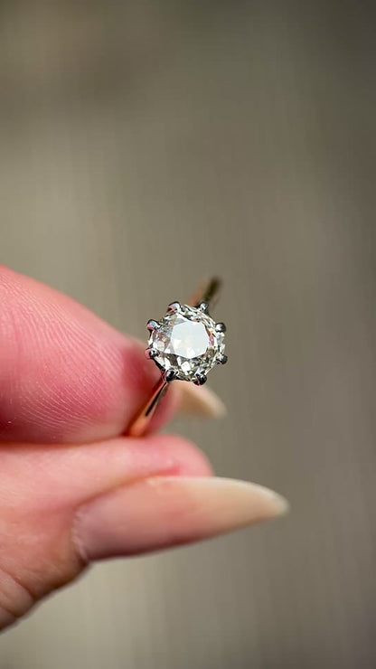 18ct Gold 1.03 ct Old Mine Cut Diamond Solitaire Engagement Ring Size J