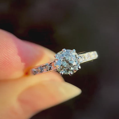 18ct White Gold 1.25ct Old Mine Cut Diamond Solitaire Engagement Ring